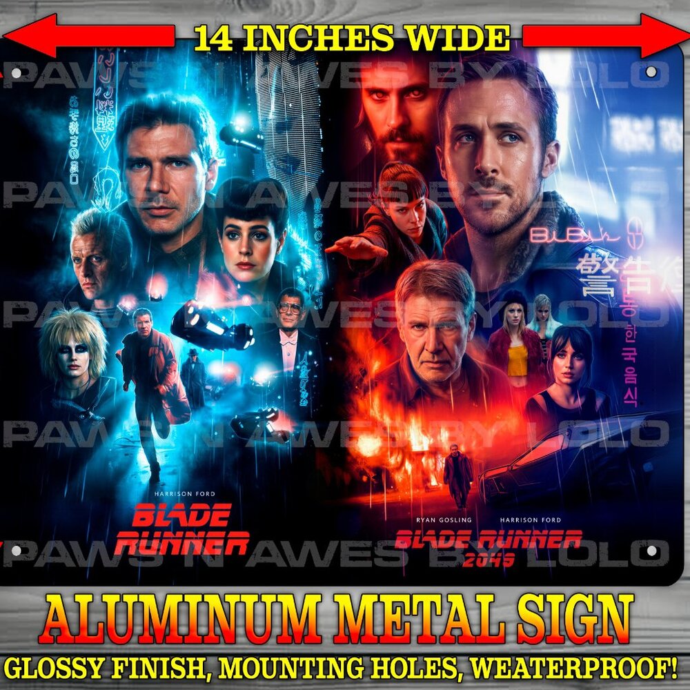 Blade Runner 1982 & 2049 Harrison Ford & Ryan Gosling Metal Sign Wall Art 11x14"
